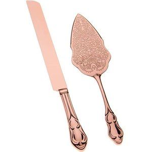 Cake Knife & Server Set, Rose Gold Cake Cutting Sets for Wedding, Anniversary